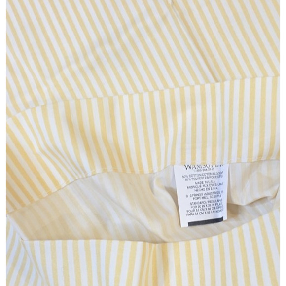 VTG Wamsutta Yellow White Ticking Stripe Twin Sheet Set Flat Fitted Pillowcase - Picture 9 of 9
